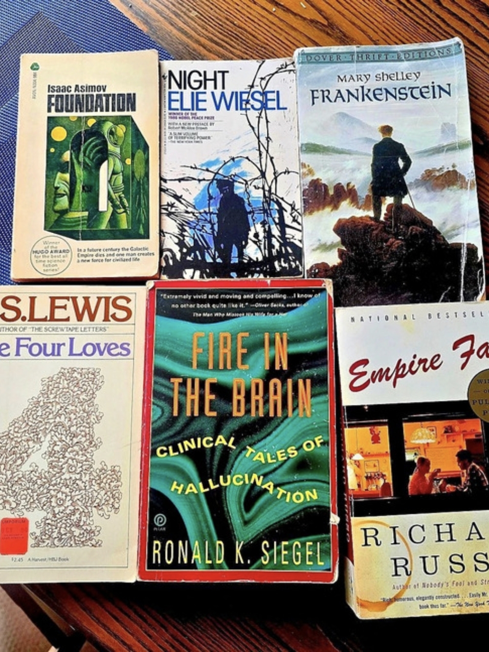 Lot of 6 Classic Paperback Books - Asimov, Wiesel, Shelley, Lewis, Siegel, Russo